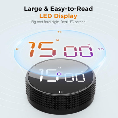 Digital Timer - Digital Kitchen Timer - Smart Timer - LED Display - Magnetic - 360 degrees Rotation - BBQ V1188-MS-313-0882