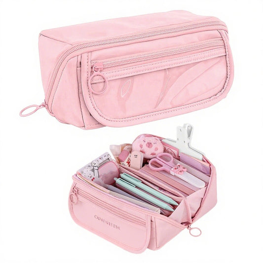 Pencil case - Pencil case for boys and girls - 20x8.5x8.5 cm - Canvas - Linen - Large capacity - School V1188-MS-313-0897