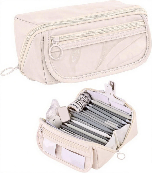 Pencil case - Pencil case for boys and girls - 20x8.5x8.5 cm - Canvas - Linen - Large capacity - School V1188-MS-313-0898