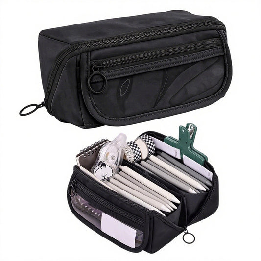 Pencil case - Pencil case for boys and girls - 20x8.5x8.5 cm - Canvas - Linen - Large capacity - School V1188-MS-313-0899