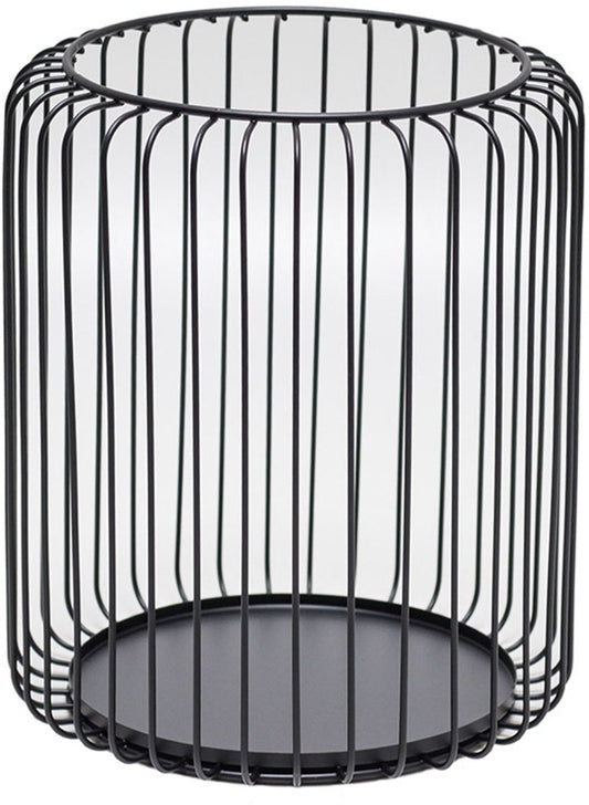 Set of 2 black metal candle holders, large oval candle holder, black decoration, metal wire lantern (Zwart) V1188-MS-313-0922