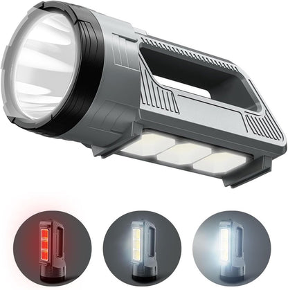 Rechargeable LED flashlight, powerful 6000 lumen outdoor emergency flashlight with 6 modes, USB data cable, V1188-MS-313-0937