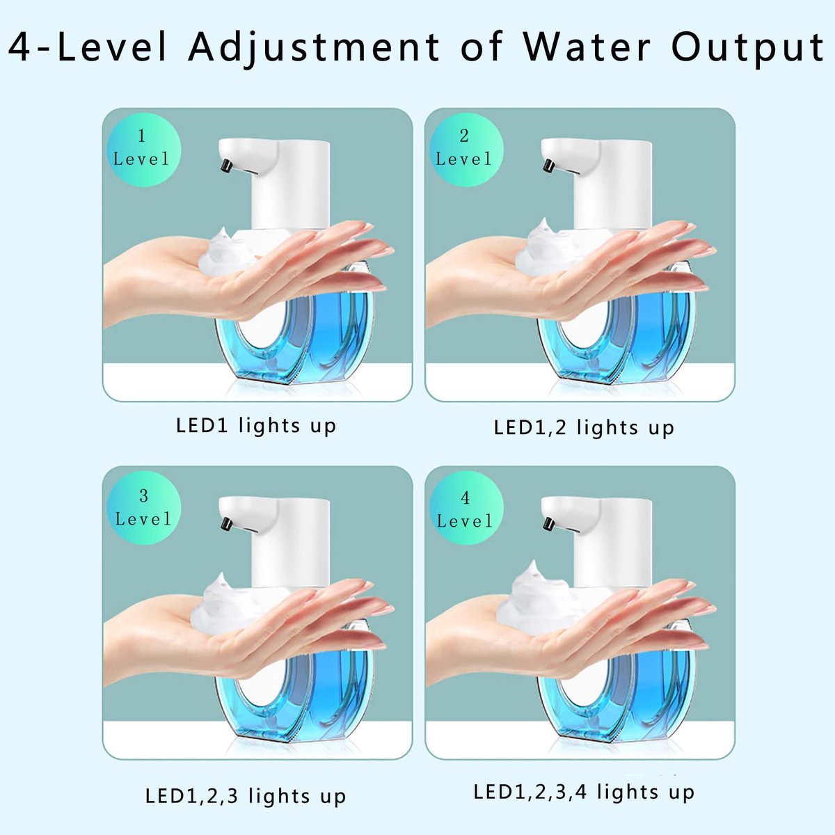 Automatic soap dispenser - 420 ml - USB rechargeable - Automatic foam dispenser - Foam technology - Infrared V1188-MS-313-0942