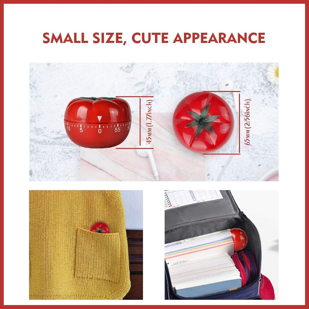 Mechanical Kitchen Timer with Tomato-Shaped Countdown V1188-MS-313-0943