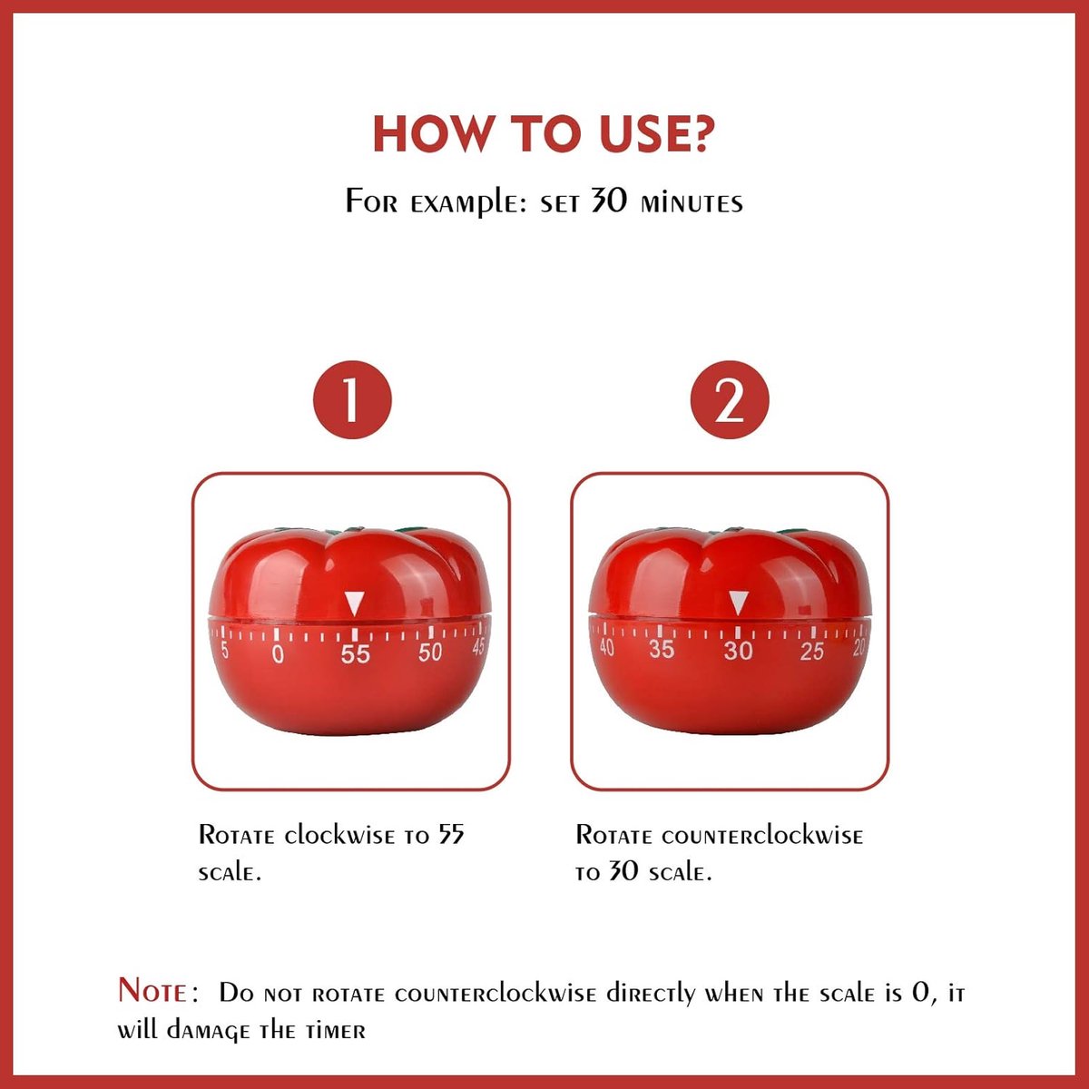 Mechanical Kitchen Timer with Tomato-Shaped Countdown V1188-MS-313-0943