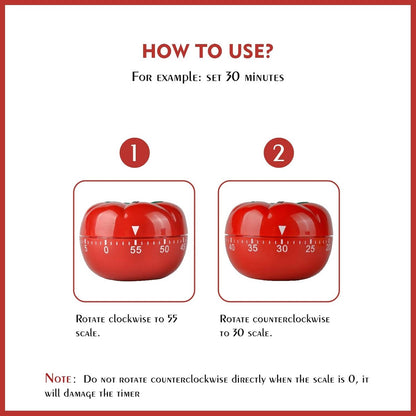 Mechanical Kitchen Timer with Tomato-Shaped Countdown V1188-MS-313-0943