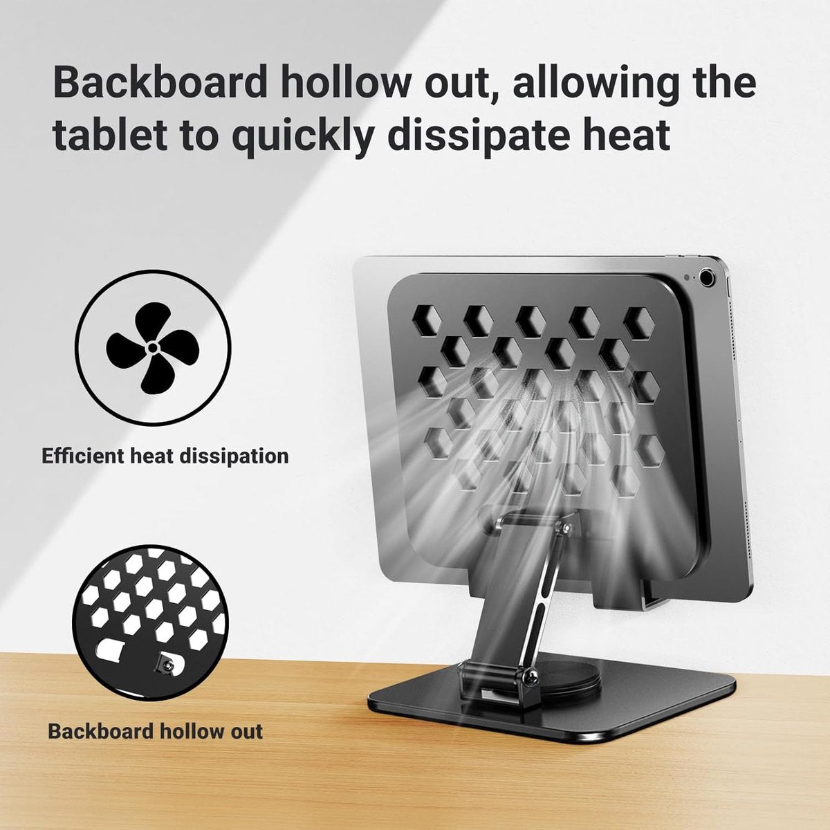 Universal tablet stand - Adjustable elasticity - Foldable at multiple angles (silver) V1188-MS-313-0944