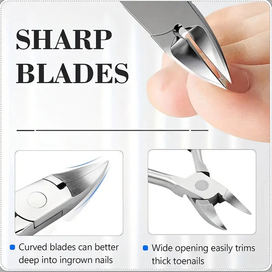 Nail clippers - Stainless steel pedicure tool - Heavy-duty nail clipper set - Includes a nail file, cuticle V1188-MS-313-0950