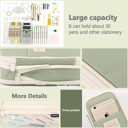Large capacity pencil case, writing pencil case suitable for teenage girls, green, pencil case V1188-MS-313-0956