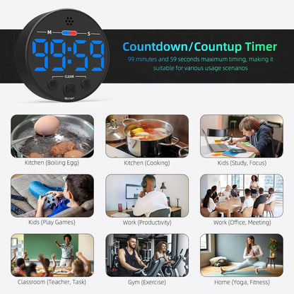 Digital Timer - Digital Kitchen Timer - Smart Timer - LED Display - Magnetic - Addition/Subtraction - Learn V1188-MS-313-0959