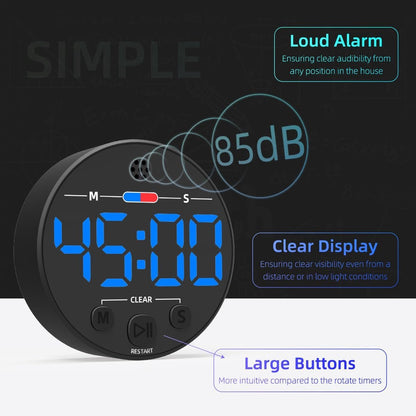 Digital Timer - Digital Kitchen Timer - Smart Timer - LED Display - Magnetic - Addition/Subtraction - Learn V1188-MS-313-0959