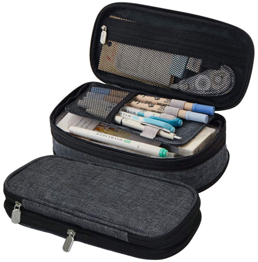 Pencil Case - Grijs - Pencil Case for Boys and Girls - Canvas - Large Capacity - School Pencil Case - Back to V1188-MS-313-0961