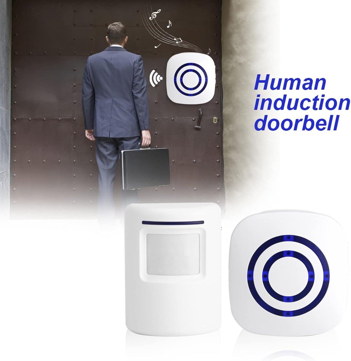 Infrared motion detector, wireless alarm, doorbell with receiver and transmitter - 38 ringtones, LED V1188-MS-313-0963