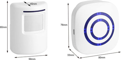 Infrared motion detector, wireless alarm, doorbell with receiver and transmitter - 38 ringtones, LED V1188-MS-313-0963