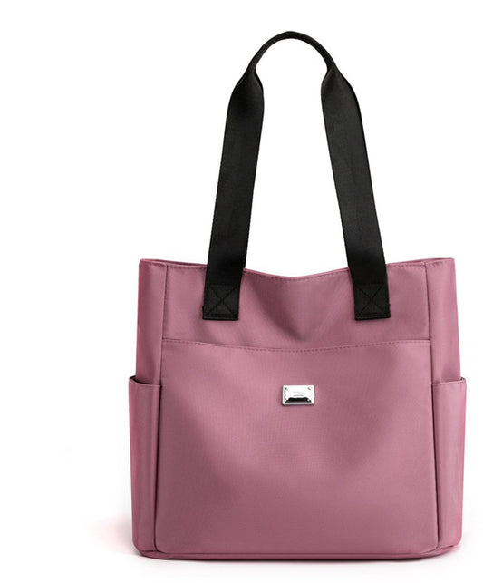 Women's nylon handbags, lightweight handbag with multiple pockets, large waterproof shoulder bag, black V1188-MS-313-0970