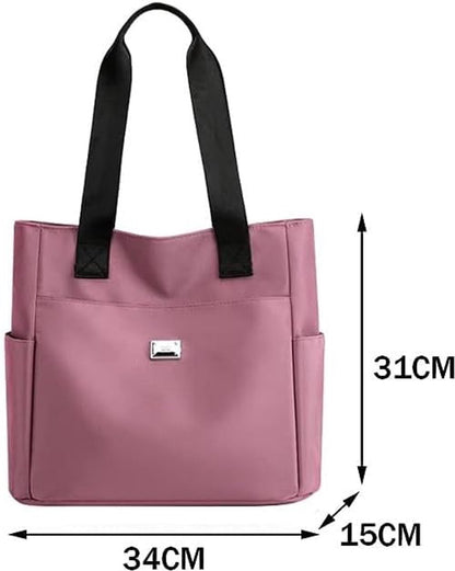 Women's nylon handbags, lightweight handbag with multiple pockets, large waterproof shoulder bag, black V1188-MS-313-0970
