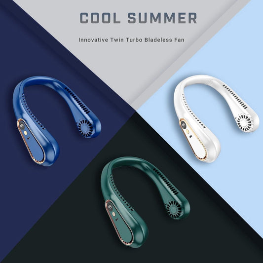 Portable neck fan, USB rechargeable, wireless and bladeless cooling, cool air blowing fans, digital display V1188-MS-313-0971
