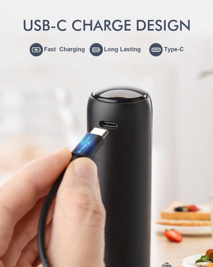 USB rechargeable electric milk frother for coffee, latte, cappuccino and hot chocolate, Black V1188-MS-313-0974