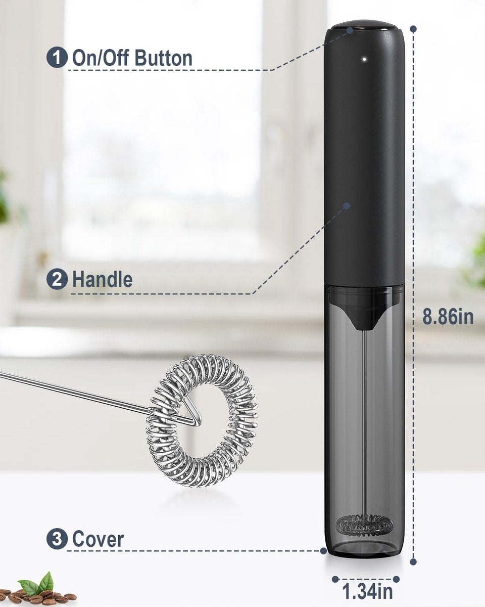 USB rechargeable electric milk frother for coffee, latte, cappuccino and hot chocolate, Black V1188-MS-313-0974