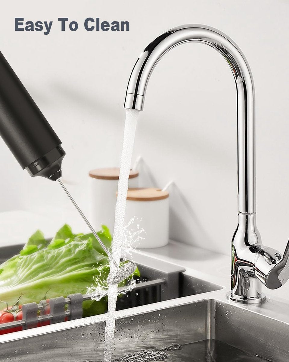 USB rechargeable electric milk frother for coffee, latte, cappuccino and hot chocolate, Black V1188-MS-313-0974