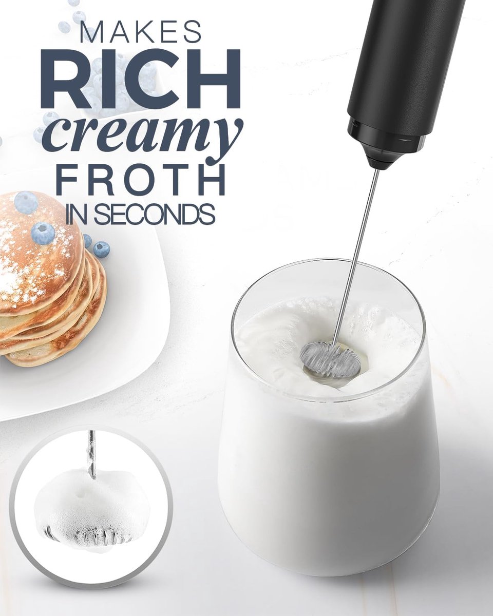 USB rechargeable electric milk frother for coffee, latte, cappuccino and hot chocolate, Black V1188-MS-313-0974