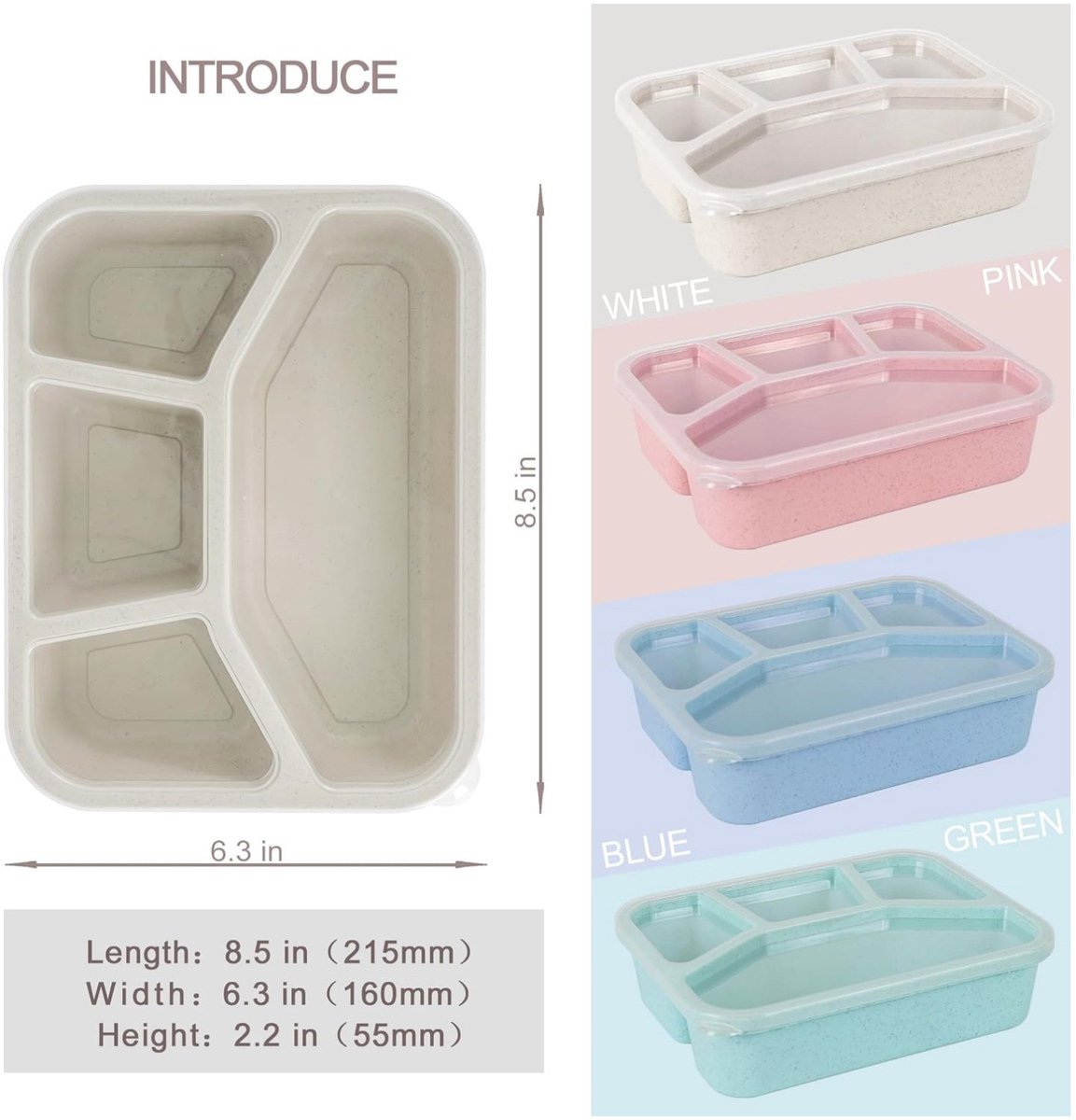 Lunch boxes - adult lunch box - child lunch box - snack box - 4-pack - compact - stackable - four colors - V1188-MS-313-0975