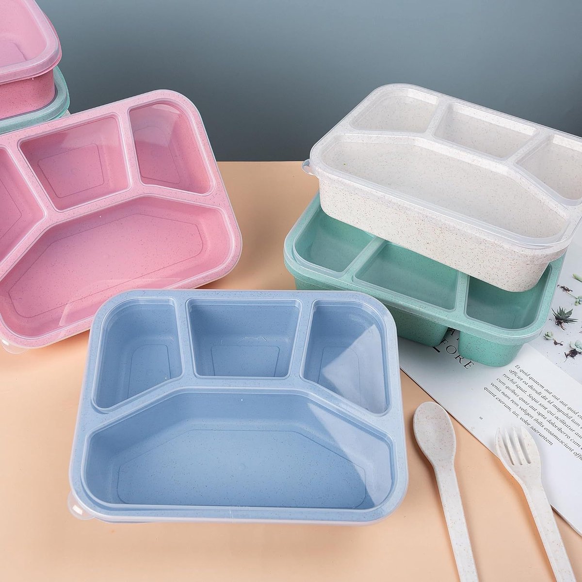 Lunch boxes - adult lunch box - child lunch box - snack box - 4-pack - compact - stackable - four colors - V1188-MS-313-0975