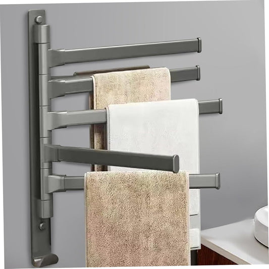 General towel rack - 5 arms - rotating - self-adhesive - no drilling required - bathroom accessory - black V1188-MS-313-0982
