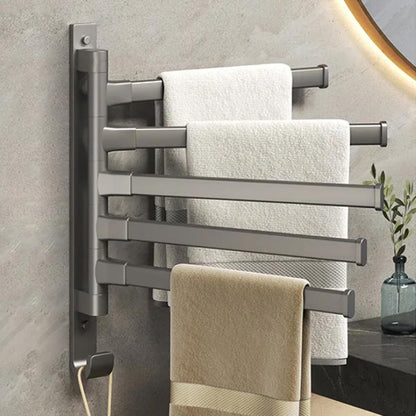 General towel rack - 5 arms - rotating - self-adhesive - no drilling required - bathroom accessory - black V1188-MS-313-0982