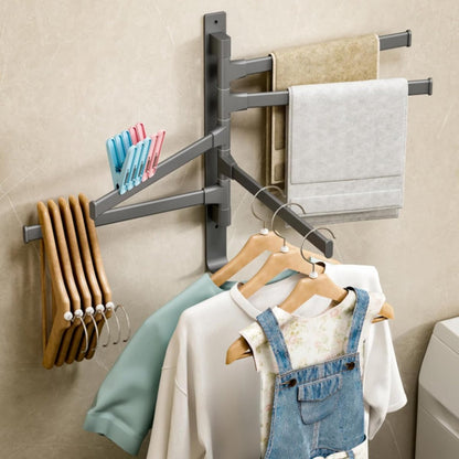 General towel rack - 5 arms - rotating - self-adhesive - no drilling required - bathroom accessory - black V1188-MS-313-0982