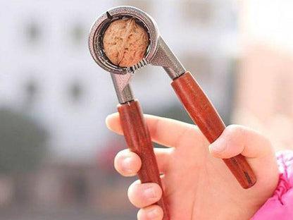 TR Goods - Steel nutcracker with wooden handle - Suitable for all nuts, including walnuts, hazelnuts and V1188-MS-313-0983