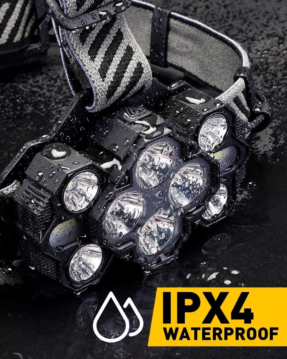 Headlamp - Rechargeable LED Headlamp - 10 LEDs - Extra powerful - 1000 lumens - 150-meter beam distance - V1188-MS-313-0989