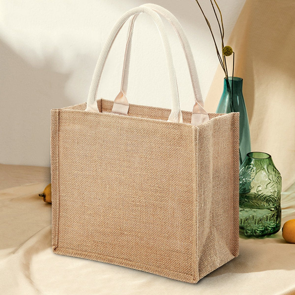 Medium-sized jute tote bag/shopping bag V1188-MS-313-0993