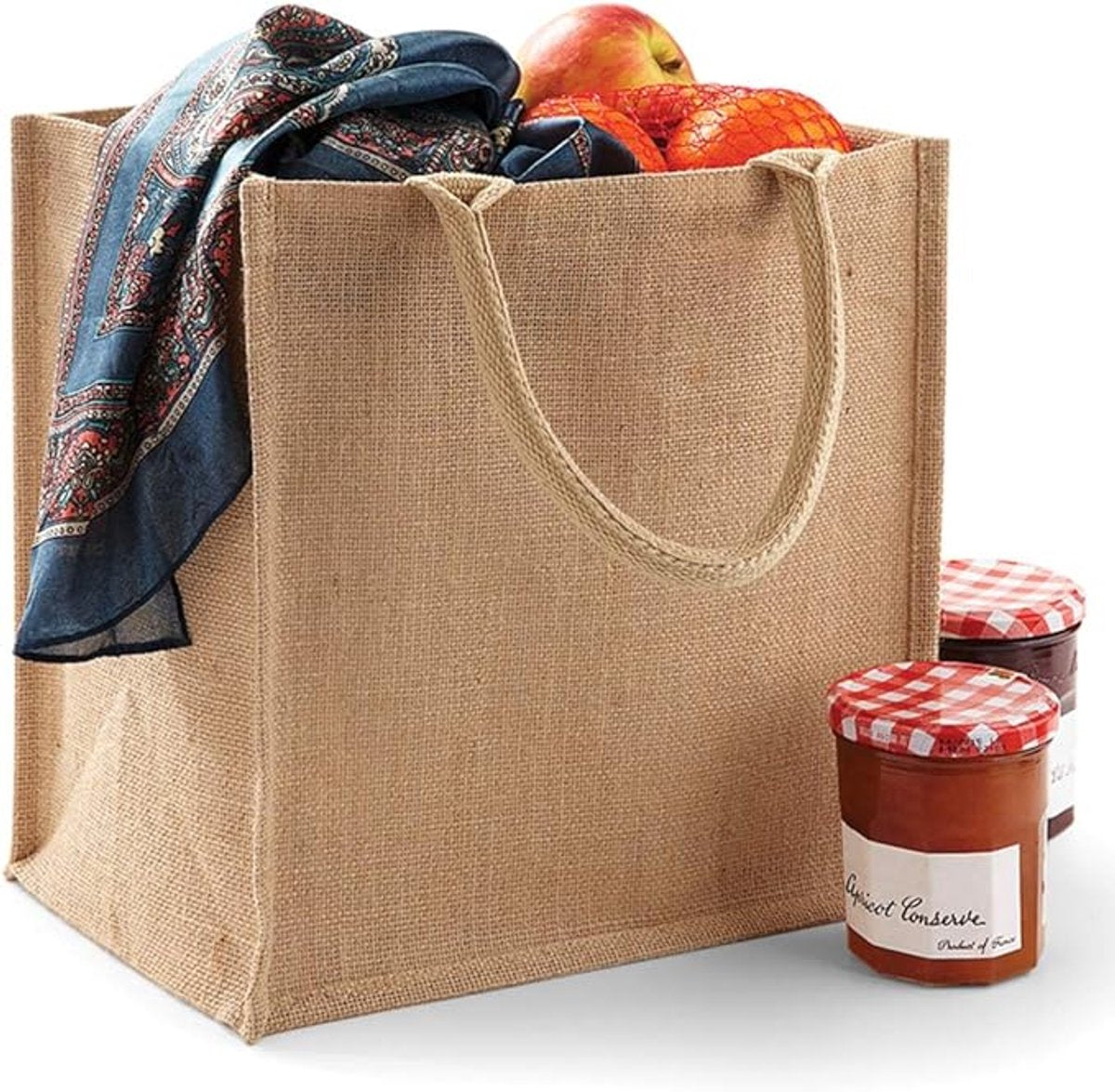 Medium-sized jute tote bag/shopping bag V1188-MS-313-0993
