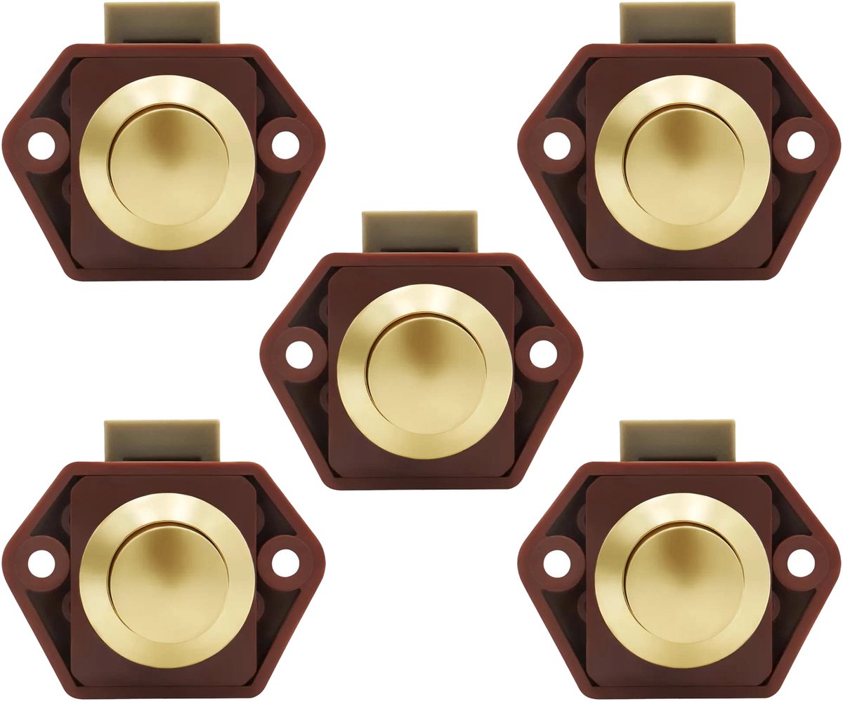 5-Piece Push Button Lock - Push Button for Motorhome - Door Lock - Locking Button for Shutter Door - For V1188-MS-313-0997