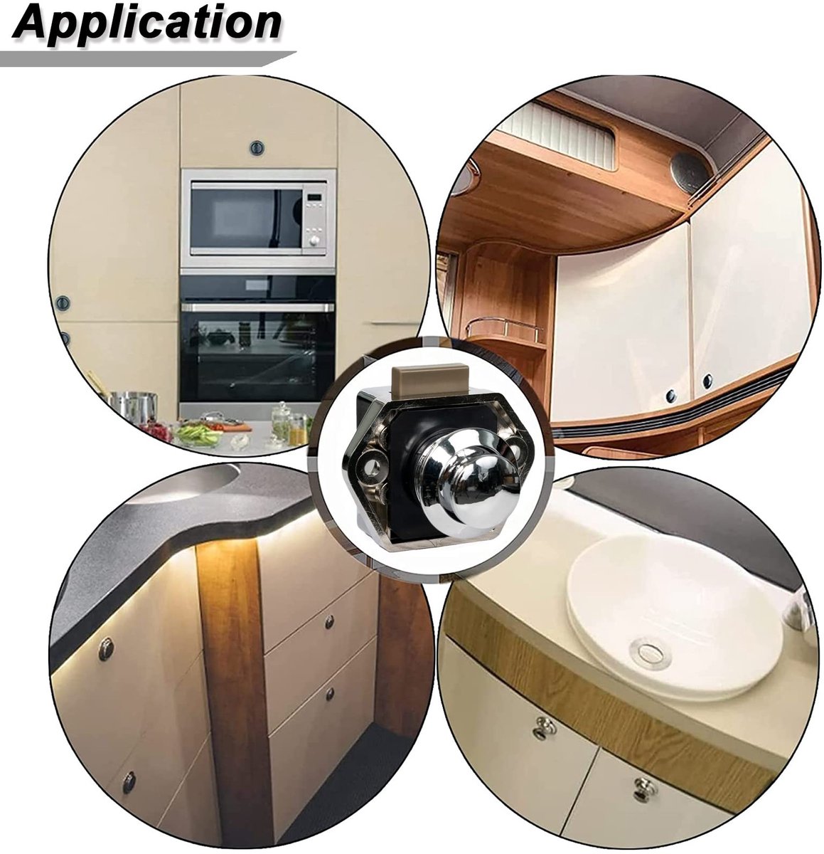 5-Piece Push Button Lock - Push Button for Motorhome - Door Lock - Locking Button for Shutter Door - For V1188-MS-313-0997