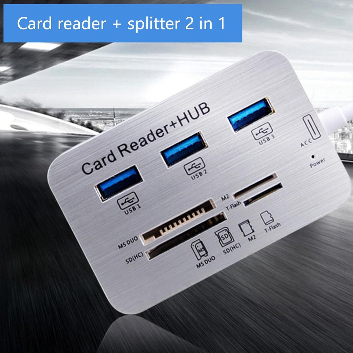 USB 3.0 Hub with 3-Port Splitter and Memory Card Reader - SD/TF/Micro SD Card Reader - USB 3.0 Hub V1188-MS-313-0998