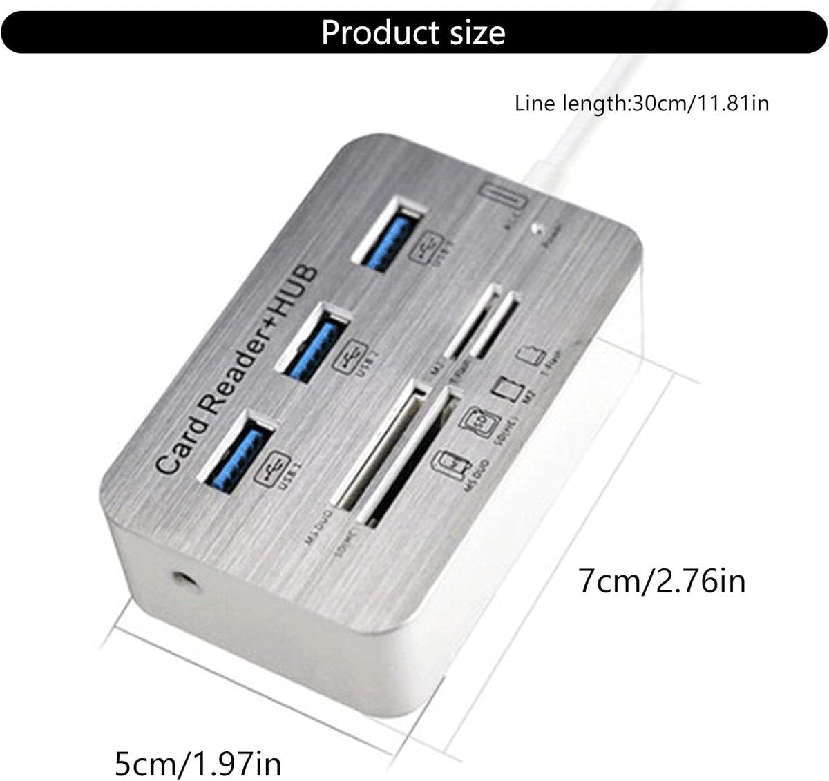 USB 3.0 Hub with 3-Port Splitter and Memory Card Reader - SD/TF/Micro SD Card Reader - USB 3.0 Hub V1188-MS-313-0998