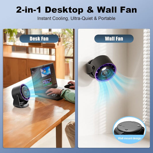 Fan - Rechargeable table fan - Silent USB fan - 100 speeds with memory function - LED display - 115 degrees V1188-MS-313-0999