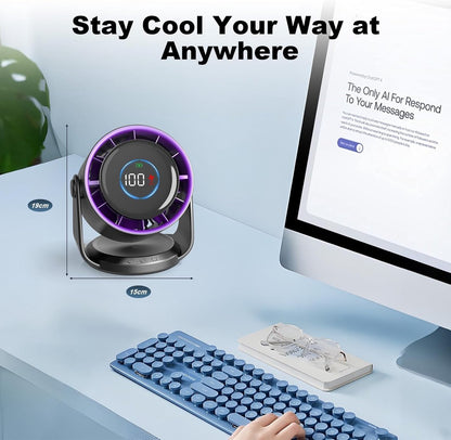 Fan - Rechargeable table fan - Silent USB fan - 100 speeds with memory function - LED display - 115 degrees V1188-MS-313-0999