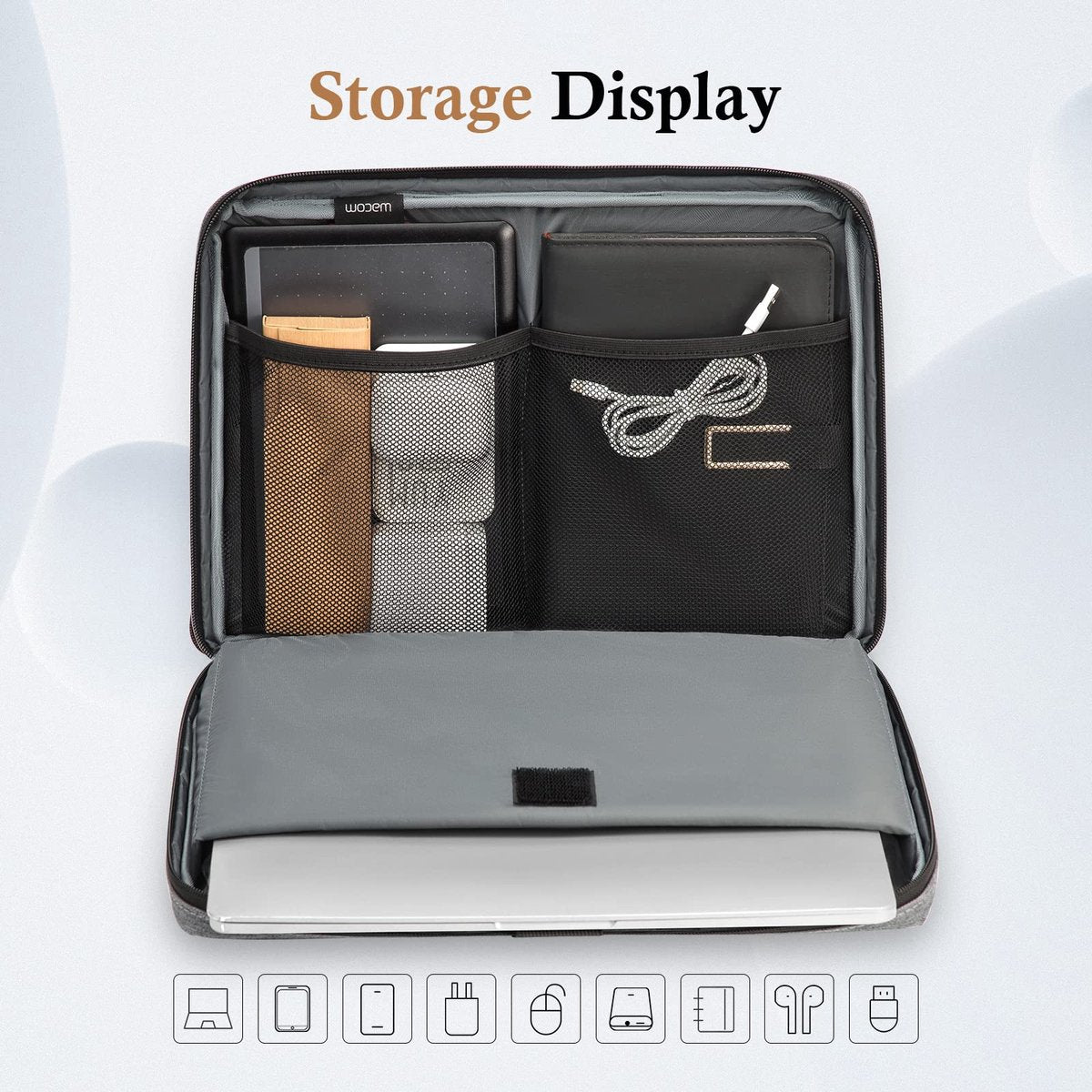 15.6-inch Laptop Sleeve - Shockproof, Scratch-resistant, and Splash-proof - Includes an Extra Storage V1188-MS-313-1017