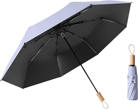 Minimalist Nordic-style umbrella, small 8-rib folding umbrella, travel, outdoor, UV-resistant, wooden handle, V1188-MS-313-1020