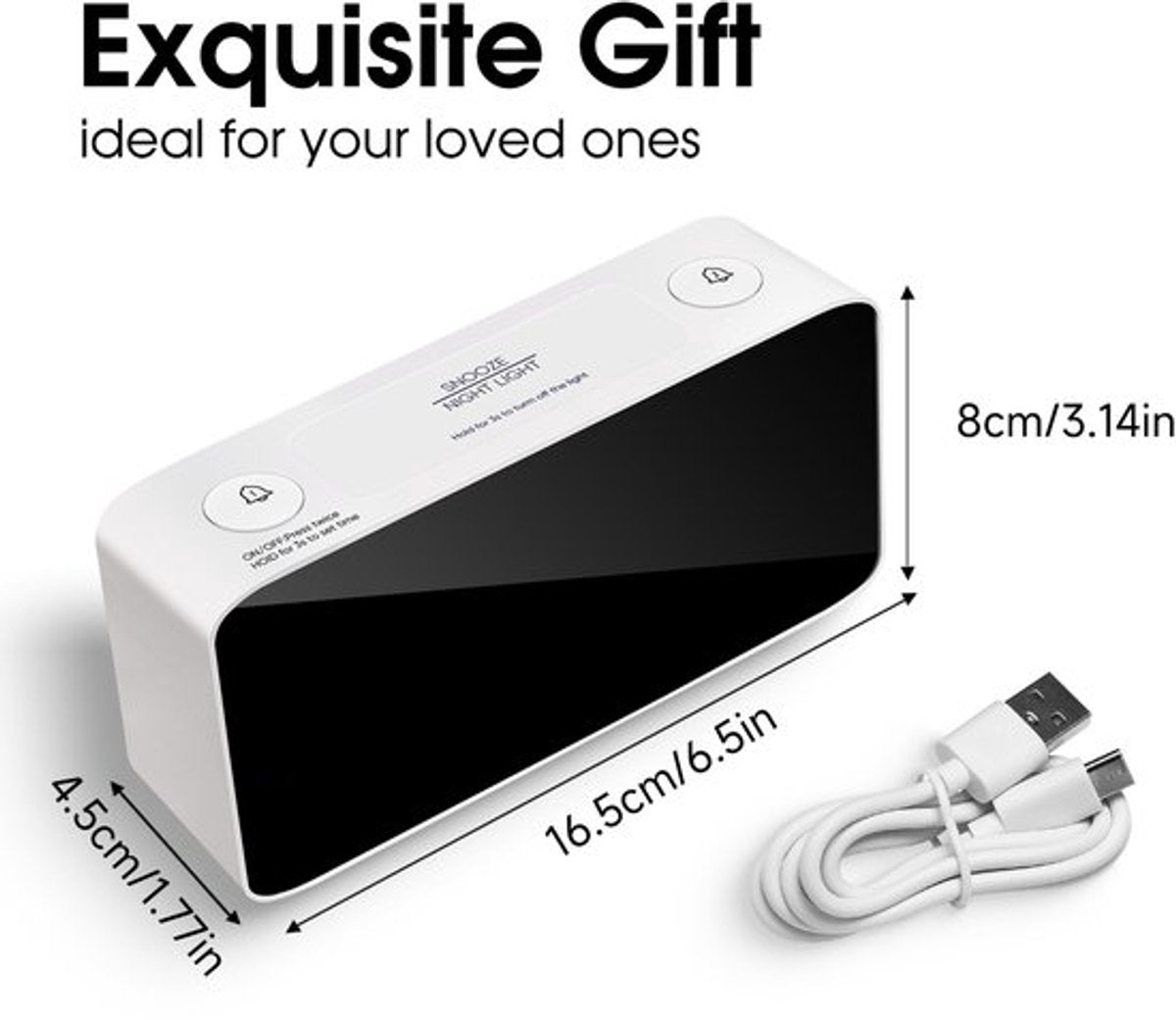 Digital nightlight - Klok Extra powerful - 7 colors - Ideal for heavy sleepers - Adjustable volume and USB V1188-MS-313-1028