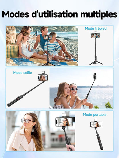 Selfie stick - Phone tripod - Tripod with auxiliary light - Mobile phone holder - With lighting function - V1188-MS-313-1051
