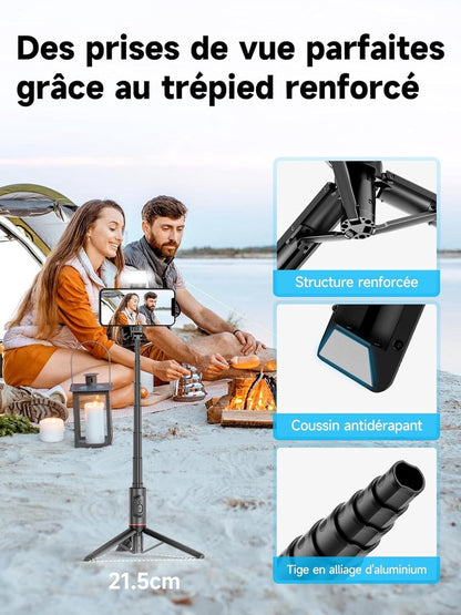 Selfie stick - Phone tripod - Tripod with auxiliary light - Mobile phone holder - With lighting function - V1188-MS-313-1051