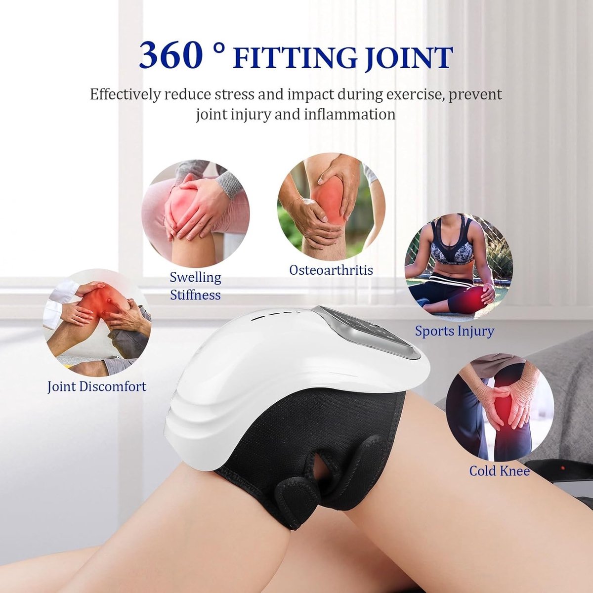Rechargeable cordless knee massager - LED screen - For swollen and painful joints - 3 intensity levels - V1188-MS-313-1074