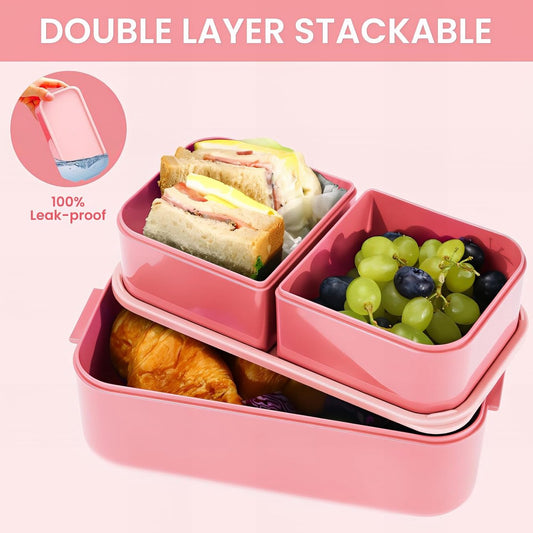 Children's bento box with compartments, 1300 ml, 2-in-1 3-compartment bento box, leakproof, for adults, for V1188-MS-313-1084