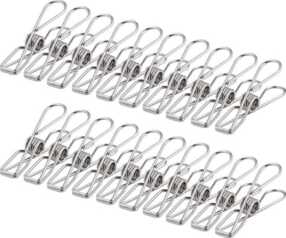 100 Stainless Steel Clothes Pegs, 60mm, Unbreakable Clips, Portable, Rustproof, 6cm Clips V1188-MS-313-1086