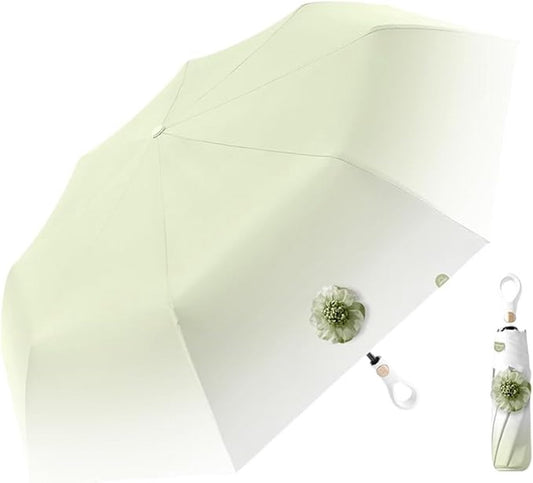 Small Folding Umbrella, Sun Protection, 8 Ribs, Travel, Automatic Open and Close with Button, Handle, Ring, V1188-MS-313-1087