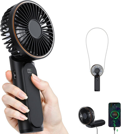 Handheld Fan - Mini Portable Fan - Rechargeable - Power Bank - 6 Settings - Black V1188-MS-313-1090